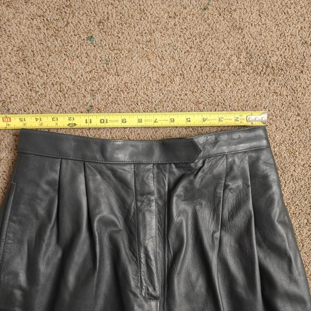 VTG West Bay Women Sz 14 Charcoal Gray Lamb Napa Leather‎ Pleated Trousers Pants